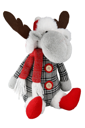 Opritor de usa, Moose, "Snorre", in carouri, Material textil, gri, rosu, PU 2, 2 asortate, L. 20 cm, l. 23 cm, H 31 cm [1]