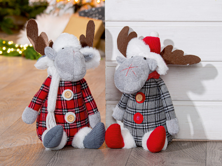 Opritor de usa, Moose, "Snorre", in carouri, Material textil, gri, rosu, PU 2, 2 asortate, L. 20 cm, l. 23 cm, H 31 cm [3]
