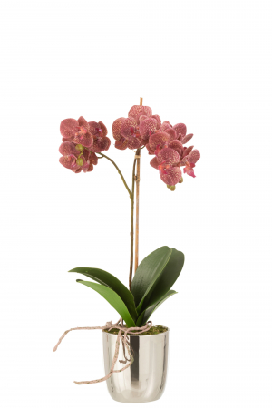 Plante artificiale si uscate - Orhidee artificiala, Textil, Roz, 23x23x50 cm