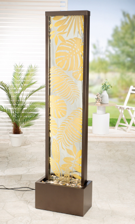 SALE % - Ornament fantana, metal/sticla, negru, 48x180x25 cm
