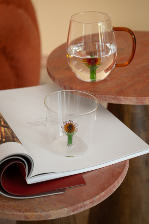 Pahar, floarea-soarelui cu mâner, sticlă, multicolor, 11.8 X 8 cm [1]