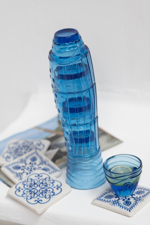 SALE % - Pahare stivuibile sub formă de pește, Sticlă, Albastru