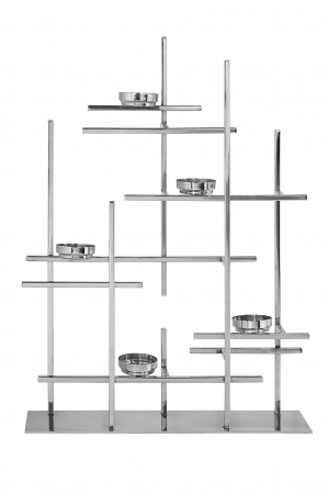 SALE % - PALADIN, Suport lumânare deco, 5 flm, inox, h.70, l.52, l.11 cm