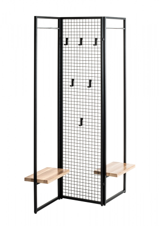 Paravan cu cuier Metal, negru, PU 1, L. 9 cm, L. 105 cm, H 175 cm [5]