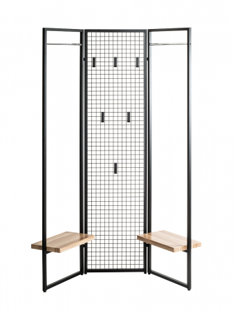 Paravan cu cuier Metal, negru, PU 1, L. 9 cm, L. 105 cm, H 175 cm [2]