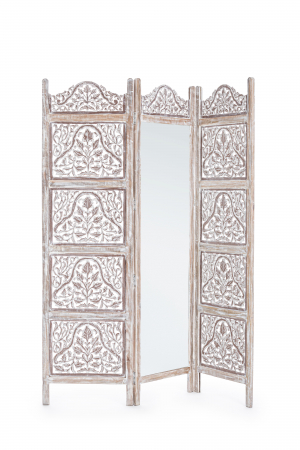 SALE % - Paravan cu oglinda Alyssia, Lemn/MDF/Sticla, Natural, 130x2.5x180 cm