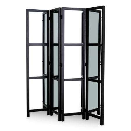 Paravan pliabil Jacques cu finisaj negru clasic cu oglindă finisaj antic, Dimensiuni: L. 200 | D. 5 | H. 225   [2]
