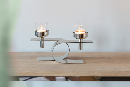 PASSIONA, Suport de lumanari pentru tea lights, inclusiv Pahare, nichel, 25x11x15,5 cm [1]