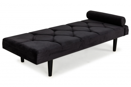 Pat de zi Diana, Negru, 185x40x75 cm