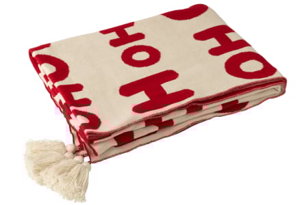 Textile Craciun - Patura Hohoho din poliester, Craciun, rosu/alb