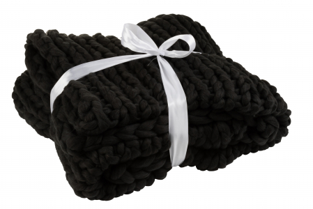 Patura impletita, Fibre textile, Negru, 152x127x0.5 cm [2]