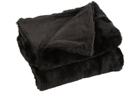 Paturi si cuverturi - Patura plaid, Material sintetic, Negru, 180x130x3