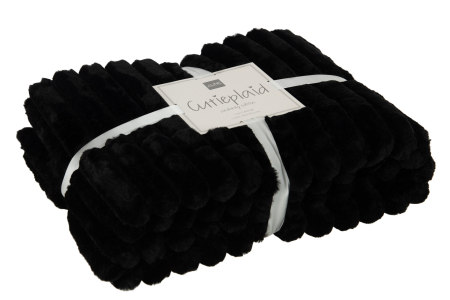 SALE % - Patura plaid, Textil, Negru, 180x130x3
