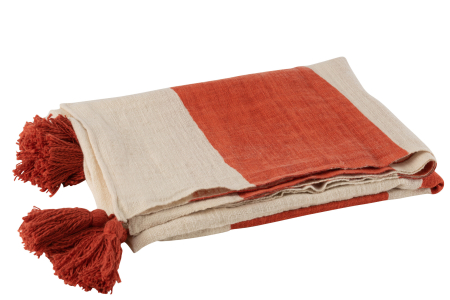 SALE % - Patura plaid, Textil, Portocaliu, 185x135x2