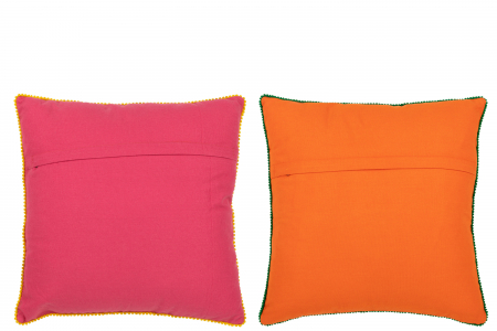 Perna Broderie Flori, Bumbac/Poliester, Portocaliu/Roz, sortiment de 2, L 45| W 45| H 2 cm [2]