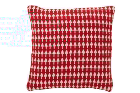 Textile Craciun - Perna de Craciun cu brazi, bumbac, rosu/alb