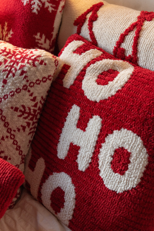 Textile Craciun - Perna Hohoho din poliester, Craciun rosu/alb, Ass 2
