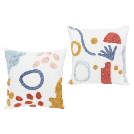 SALE % - Pernă, pătrat, Knossos, Poliester, Catifea, alb, PU 4, 2 buc. asortate, L. 15 cm, L. 42 cm, H. 42 cm