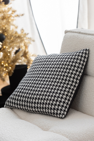 Textile Craciun - Perna pied-de-poule din bumbac alb/negru