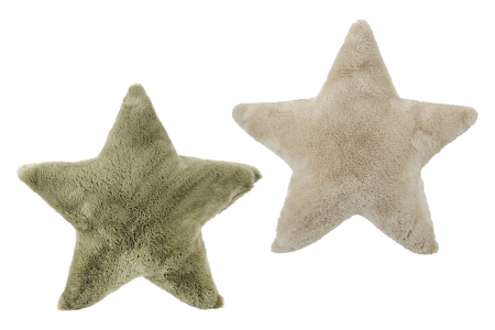 DECORATIUNI - Perna, Stea, "Plüsch", Material textil, bej, verde inchis, PU 4, 2 asortate, L. 13 cm, L. 45 cm, H 43 cm