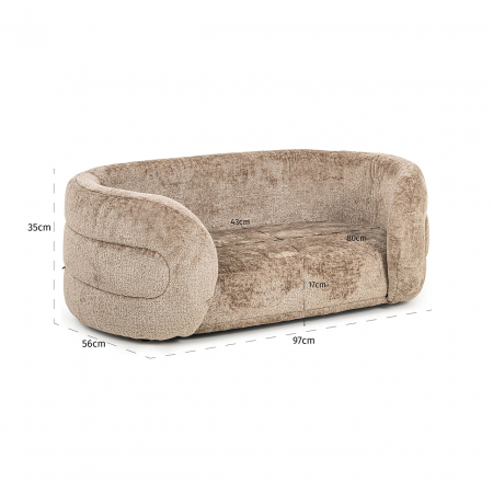 Pat pentru animale de companie Bingo (Bergen 104 taupe chenille), Dims: 35.0 x 97.0 x 56.0 cm [4]