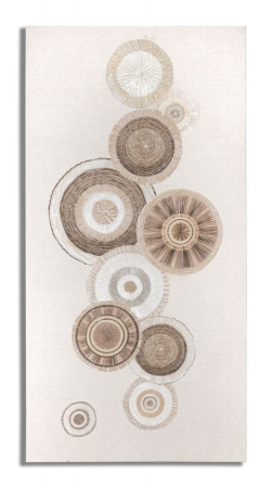 Tablouri - Tablou CIRCLY WITH APPLICATION -B-, Maro, Lemn/Canvas, 100x50x3.2 cm