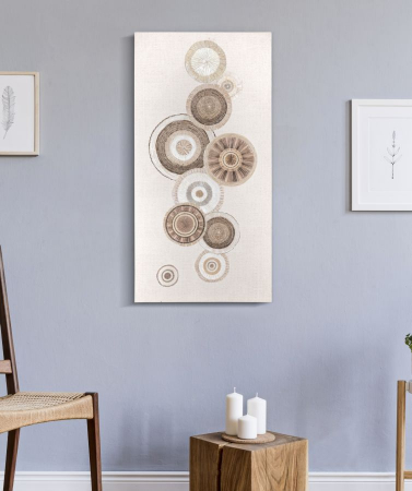 Tablou CIRCLY WITH APPLICATION -B-, Maro, Lemn/Canvas, 100x50x3.2 cm [3]