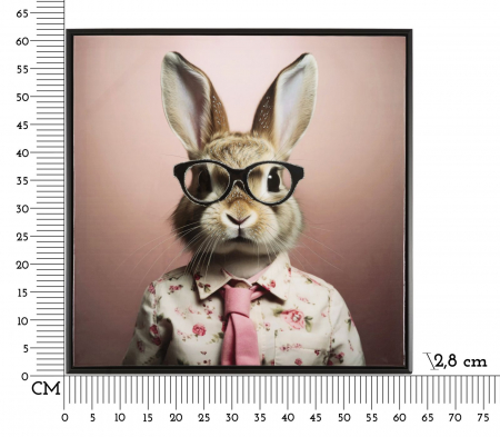 Pictură pe pânză lăcuită, BUNNY ramă inclusă 62,5x2,8x62,5 cm [6]