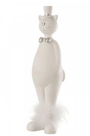 SALE % - Pisica Cat, Compozit, Alb , 10x10.5x33 cm