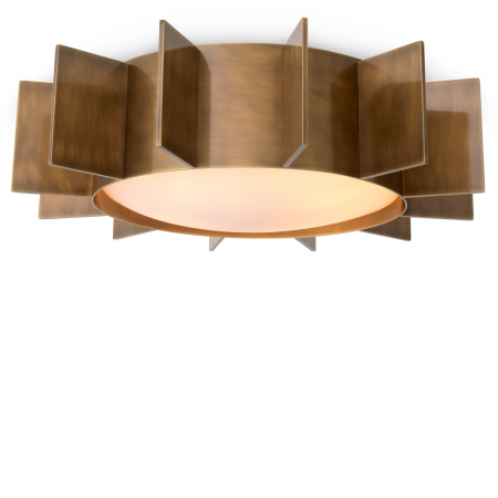 Lustre - Plafoniera Mario, finisaj din alamă cu aspect vintage, Dims: Ø 60 | H. 15  (CM)