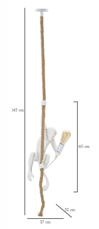 Plafoniera Monkey, Alb, Cm Ø 27X32X60 [6]