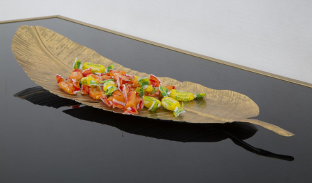 Platou decorativ Leaf glam, fier, auriu, 18X2X55 cm [8]