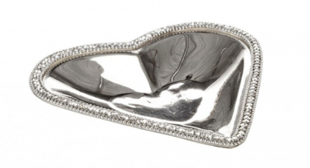 SALE % - Platou DIAMOND HEART, cristal placat cu arama si argint, argintiu, 12, 7x12, 7x1cm