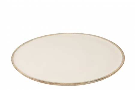 DINING - Platou rotund Mango, Lemn, Alb, 56x56x5.5 cm