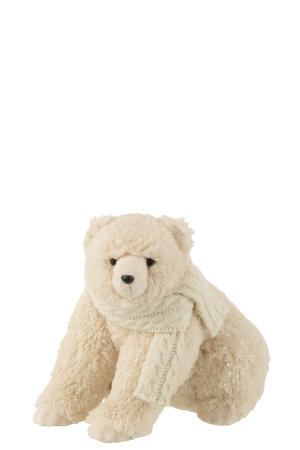 Jucarii de plus - Plus Icebear With Scarf, Fibre sintetice, Crem, 26x22x26 cm