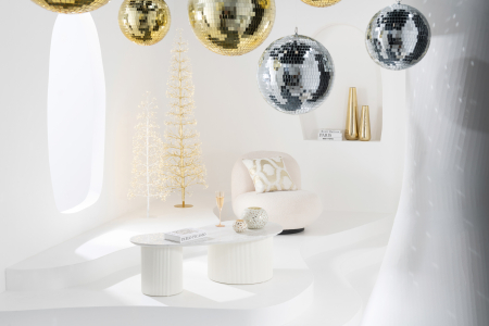 SALE % - Pom de Craciun, Lumini LED, alb cald, metal, M