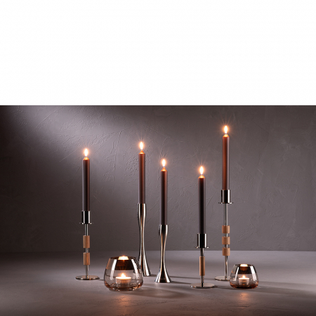 PORTERO, Candelabru, Stejar, lucios, maro, argintiu, H 36 cm, D 9 cm [4]