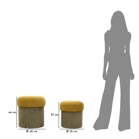 Puf Aspen verde, 2 buc. cm ø 42x44-35x37 [7]