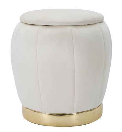SALE % - Puf crem/auriu Paris cm ø 43x43