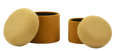 Puf cu spatiu depozitare Aspen mustar set 2 buc cm ø 42x44-35x37 [5]