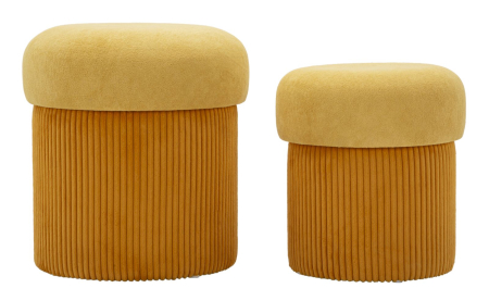 SALE % - Puf cu spatiu depozitare Aspen mustar set 2 buc cm ø 42x44-35x37
