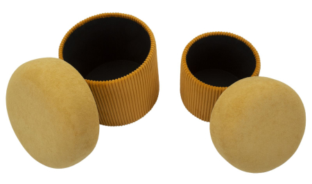 Puf cu spatiu depozitare Aspen mustar set 2 buc cm ø 42x44-35x37 [3]