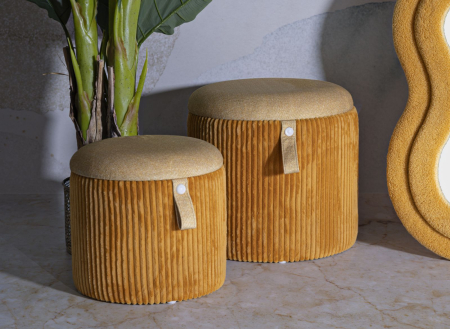 Puf cu spatiu depozitare Bolzano mustar set de 2 buc cm ø 38x38-32x28 [8]