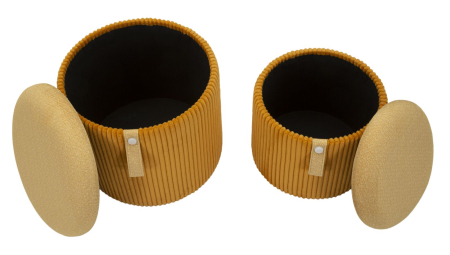 Puf cu spatiu depozitare Bolzano mustar set de 2 buc cm ø 38x38-32x28 [6]