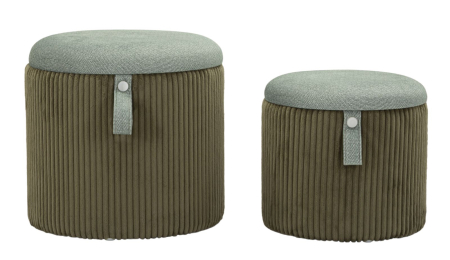 SALE % - Puf cu spatiu depozitare Bolzano verde set de 2 buc cm ø 38x38-32x28