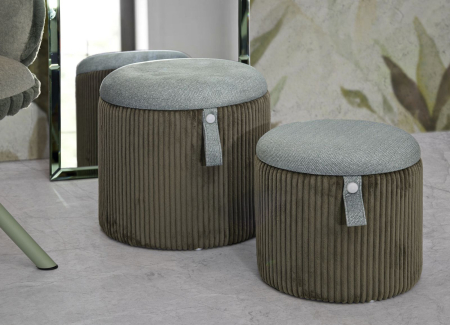 Puf cu spatiu depozitare Bolzano verde set de 2 buc cm ø 38x38-32x28 [7]