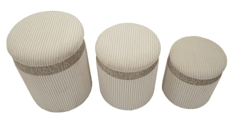  Puf cu spatiu depozitare, crem, set de 3 piese, ø 40,5x49,5-35x42-31x38 cm [1]