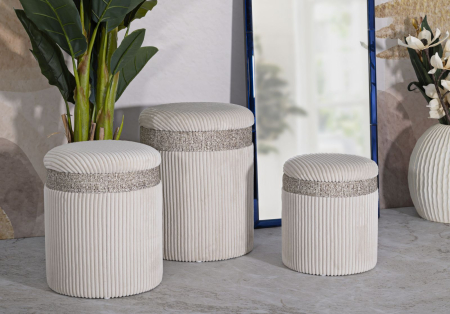  Puf cu spatiu depozitare, crem, set de 3 piese, ø 40,5x49,5-35x42-31x38 cm [7]