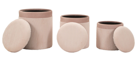 Puf cu spatiu depozitare, roz, set de 3 piese, cm ø 40,5x49,5-35x42-31x38 [3]