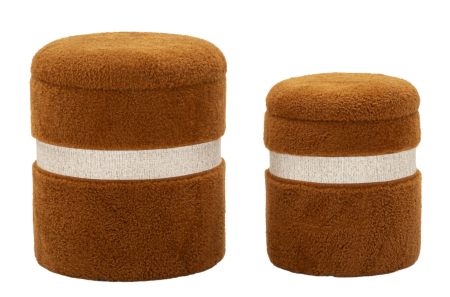 SALE % - Puf cu spatiu depozitare Saint-Moritz maro set 2 buc cm ø 40x47-32x38